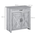 Credenza Cucina Country con Armadietto a 2 Ante e Cassetto 80x39.7x80cm Grigio