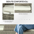 Divanetto per Esterni 2 Posti con Tavolino da Caffè 137x59x82 cm in Acciaio e Rattan PE Grigio e Crema