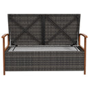 Divano da Giardino 2 Posti con Spazio Portaoggetti e Cuscini 127.5x64x81 cm in Rattan e Acciaio