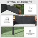 Divano da Giardino a 2 Posti con Cuscino e Braccioli 100x54x80cm in Rattan PE e Acciaio Nero