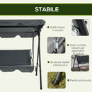 Dondolo 3 Posti con Tettuccio Regolabile 172x110x153 cm in Acciaio e Poliestere Grigio