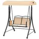 Dondolo da Giardino 2 Posti con Tetto Parasole Regolabile e Tasche Laterali Beige