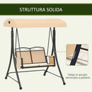 Dondolo da Giardino 2 Posti con Tetto Parasole Regolabile e Tasche Laterali Beige