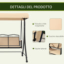 Dondolo da Giardino 2 Posti con Tetto Parasole Regolabile e Tasche Laterali Beige