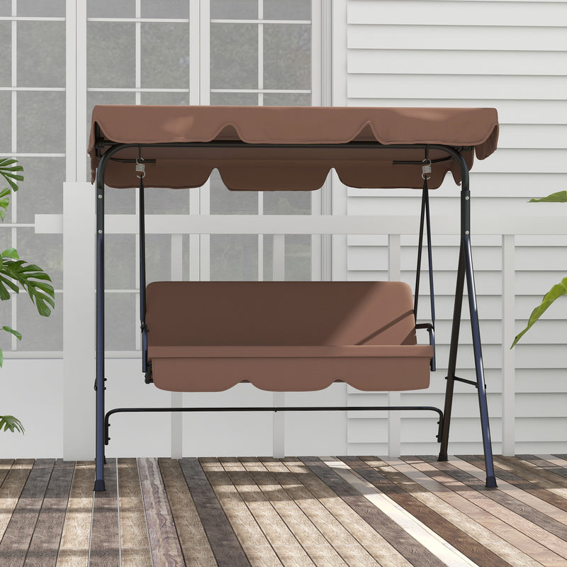 Dondolo da Giardino a 3 Posti con Cuscini 172x110x153 cm Marrone e Nero 