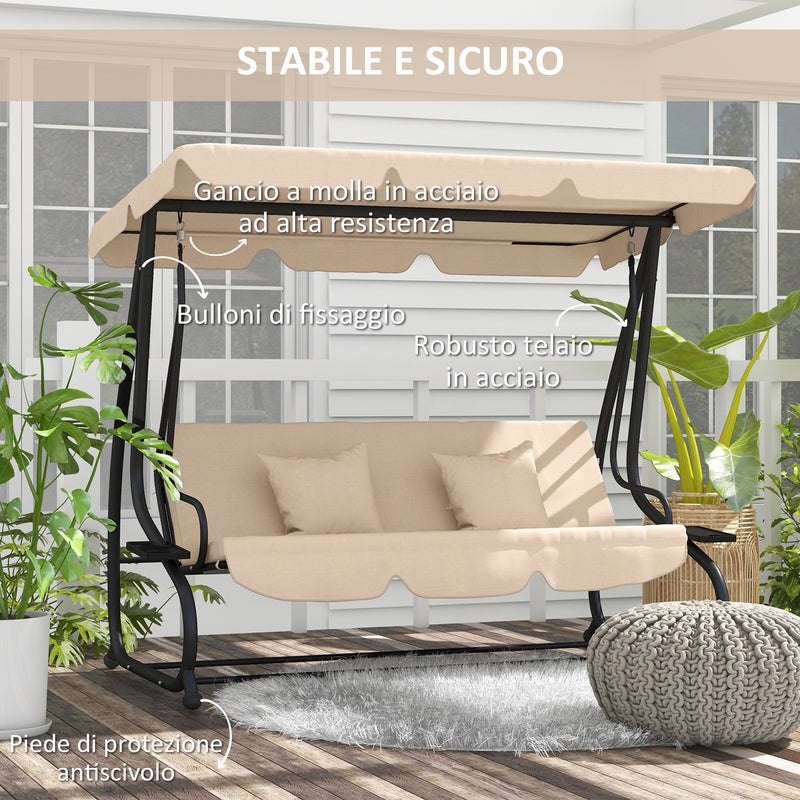 Dondolo Letto da Giardino 3 Posti 200x120x164 cm Marrone Chiaro 