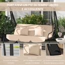 Dondolo Letto da Giardino 3 Posti 200x120x164 cm Marrone Chiaro 