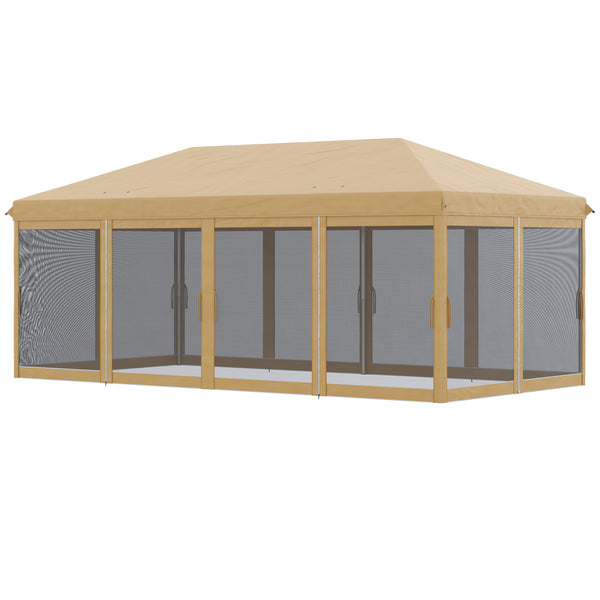 Gazebo da Giardino 6x3m Pieghevole con Zanzariera Altezza Regolabile e Borsa di Trasporto Beige acquista