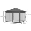 Gazebo da Giardino con Luci LED 336x336x250-270 cm in Acciaio e tessuto Oxford Grigio