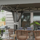 Gazebo da Giardino con Luci LED 336x336x250-270 cm in Acciaio e tessuto Oxford Grigio