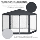 Gazebo da Giardino Esagonale con Doppio Ingresso 3.94x3.94x2.5 m in Metallo e Poliestere Grigio
