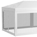 Gazebo da Giardino per Feste con 6 Pareti Rimovibili a Zanzariera 582x295x255cm Bianco