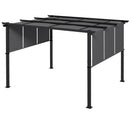 Gazebo Pergola 3x3.5 m con 3 Tettucci Regolabili in Acciaio e Poliestere Anti UV Grigio