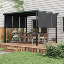 Gazebo Pergola 3x3.5 m con 3 Tettucci Regolabili in Acciaio e Poliestere Anti UV Grigio