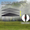 Gazebo Pieghevole 3.6x3.6m con Apertura a Bottone Altezza Regolabile e Borsa con Ruote Nero