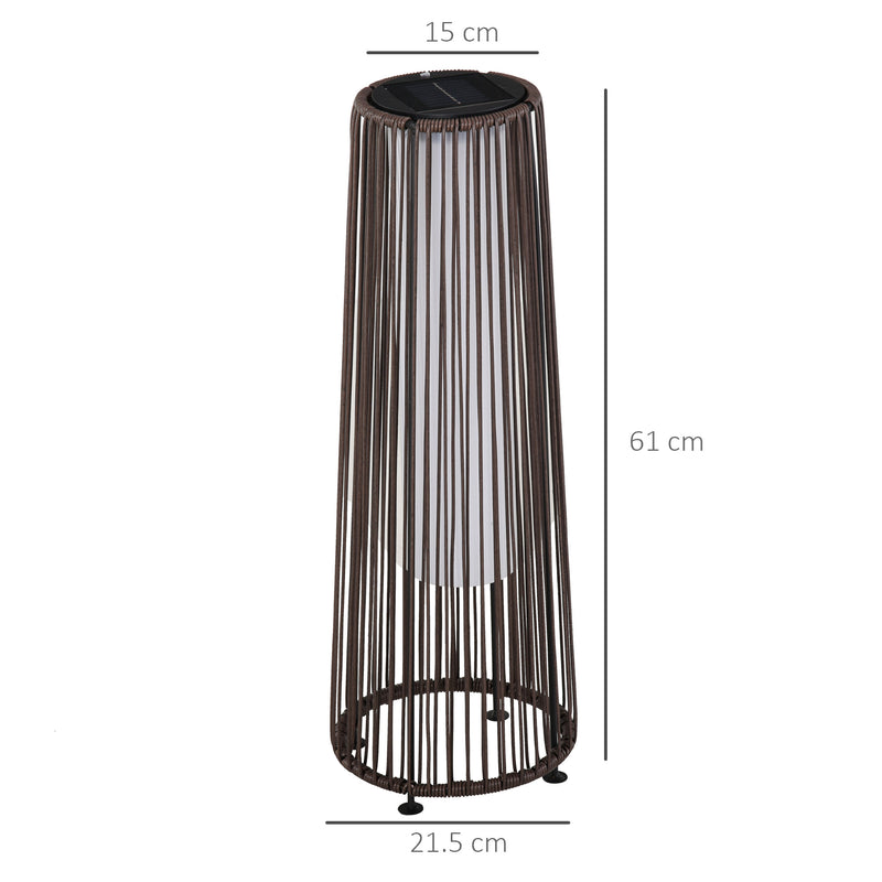 Lanterna Solare da Giardino con Luce LED in Rattan e Metallo  Ø21.5x61cm Marrone