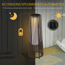 Lanterna Solare da Giardino con Luce LED in Rattan e Metallo  Ø21.5x61cm Marrone