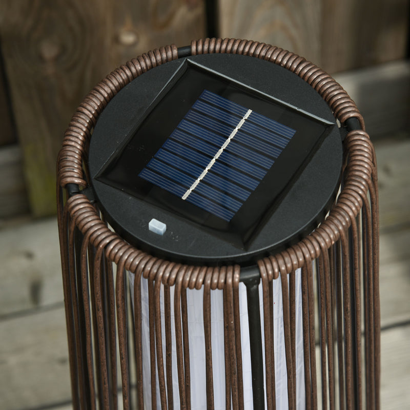 Lanterna Solare da Giardino con Luce LED in Rattan e Metallo  Ø21.5x61cm Marrone