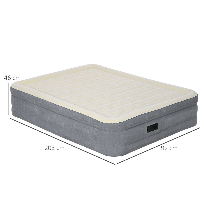 Materasso Gonfiabile Singolo con Pompa di Gonfiaggio Inclusa e Borsa 92x203x46 cm Beige