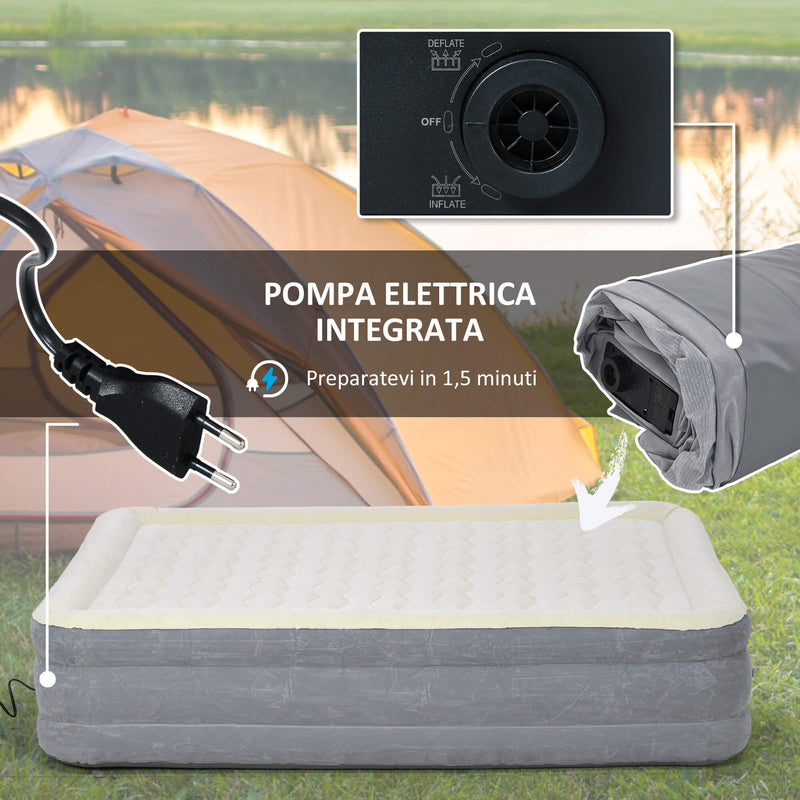 Materasso Gonfiabile Singolo con Pompa di Gonfiaggio Inclusa e Borsa 92x203x46 cm Beige