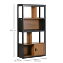 Mobile Libreria  4 Livelli Aperti con Armadietto 76.5x30x150 cm in Truciolato e MDF Marrone e Nero