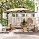 Ombrellone da Giardino Decentrato 3x3 m in Alluminio e Poliestere Khaki 