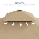 Ombrellone da Giardino Decentrato Doppio Tetto 2.5x2.5m Base a Croce Cachi