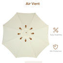 Ombrellone da Giardino con Doppio Tettuccio Ø3,25x2,50m in Legno di Bambù e Poliestere Beige