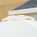 Ombrellone da Giardino con Doppio Tettuccio Ø3,25x2,50m in Legno di Bambù e Poliestere Beige