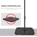 Ombrellone da Giardino Decentrato con Base a Croce e Apertura a Manovella 294x193cm Grigio