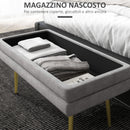 Panca Fondo Letto con Spazio Portaoggetti 79.5x37.5x43 cm in Acciaio e Poliestere Grigia
