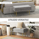 Panca Fondo Letto con Spazio Portaoggetti 79.5x37.5x43 cm in Acciaio e Poliestere Grigia
