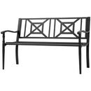 Panchina da Giardino in Acciaio a 2 Posti con Schienale Alto e Braccioli 128x62.5x81.5 cm Nero