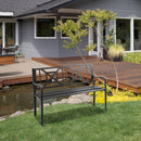 Panchina da Giardino in Acciaio a 2 Posti con Schienale Alto e Braccioli 128x62.5x81.5 cm Nero