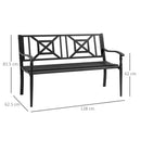 Panchina da Giardino in Acciaio a 2 Posti con Schienale Alto e Braccioli 128x62.5x81.5 cm Nero