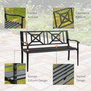Panchina da Giardino in Acciaio a 2 Posti con Schienale Alto e Braccioli 128x62.5x81.5 cm Nero