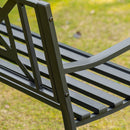 Panchina da Giardino in Acciaio a 2 Posti con Schienale Alto e Braccioli 128x62.5x81.5 cm Nero