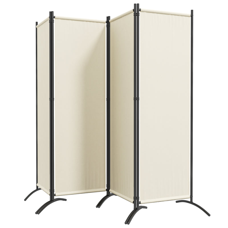 Paravento da Esterno e Interno a 4 Pannelli Pieghevole 221x50x172cm Crema