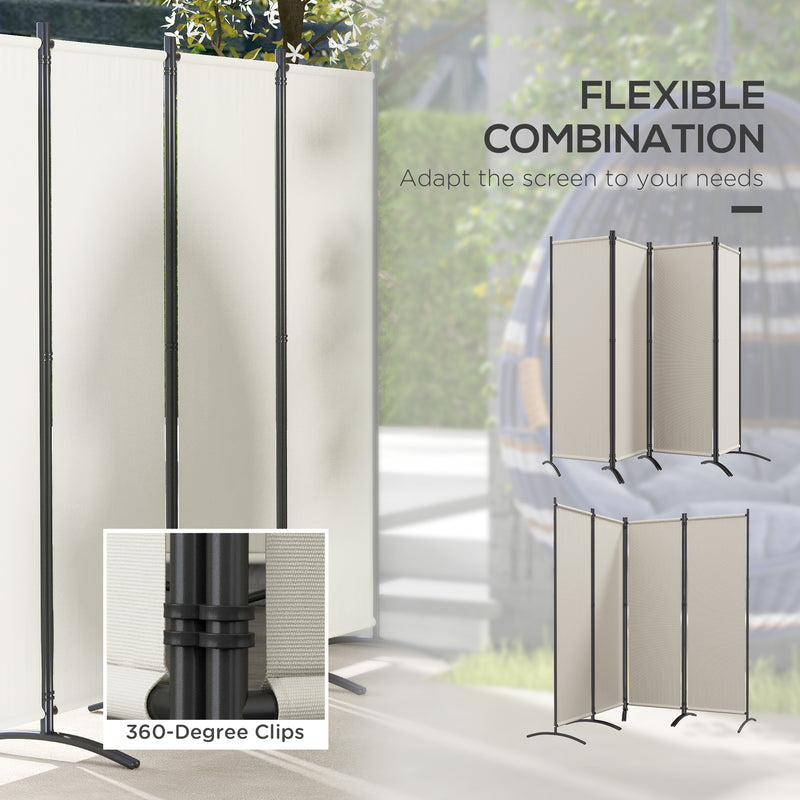 Paravento da Esterno e Interno a 4 Pannelli Pieghevole 221x50x172cm Crema