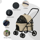 Passeggino per Cani Taglia Piccola con Tettuccio Regolabile e 2 Guinzagli 81x68x98.5 cm Nero e Khaki