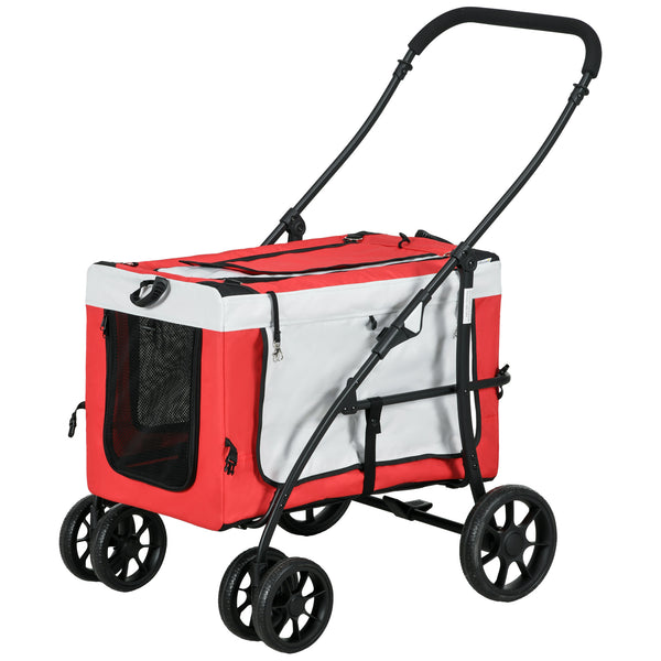 Passeggino per Cani Taglia Piccola e Mini con 2 Guinzagli e Custodia Portaoggetti 81x58x97.5 cm Rosso prezzo