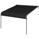 Pergola Addossata 3x4 m con Tettoia Retrattile e Manovella in Acciaio e Poliestere Grigio Scuro