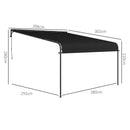 Pergola Addossata 3x4 m con Tettoia Retrattile e Manovella in Acciaio e Poliestere Grigio Scuro