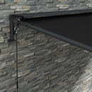 Pergola Addossata 3x4 m con Tettoia Retrattile e Manovella in Acciaio e Poliestere Grigio Scuro