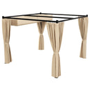 Pergola da Giardino con Tetto Retrattile e Tende 300x300x227 cm in Metallo e Poliestere Beige