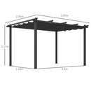 Pergola Gazebo 4x3 m con 8 Fori di Drenaggio in Alluminio Metallo e Poliestere Grigio Scuro