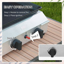 Piastra Barbecue a Gas con 2 Bruciatori Piano Antiaderente e Potenza 4.8kw Argento