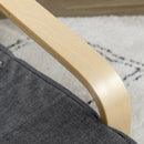 Poltrona Relax con Poggiapiedi a 5 Livelli e Poggiatesta in Legno di Betulla e Tessuto Grigio