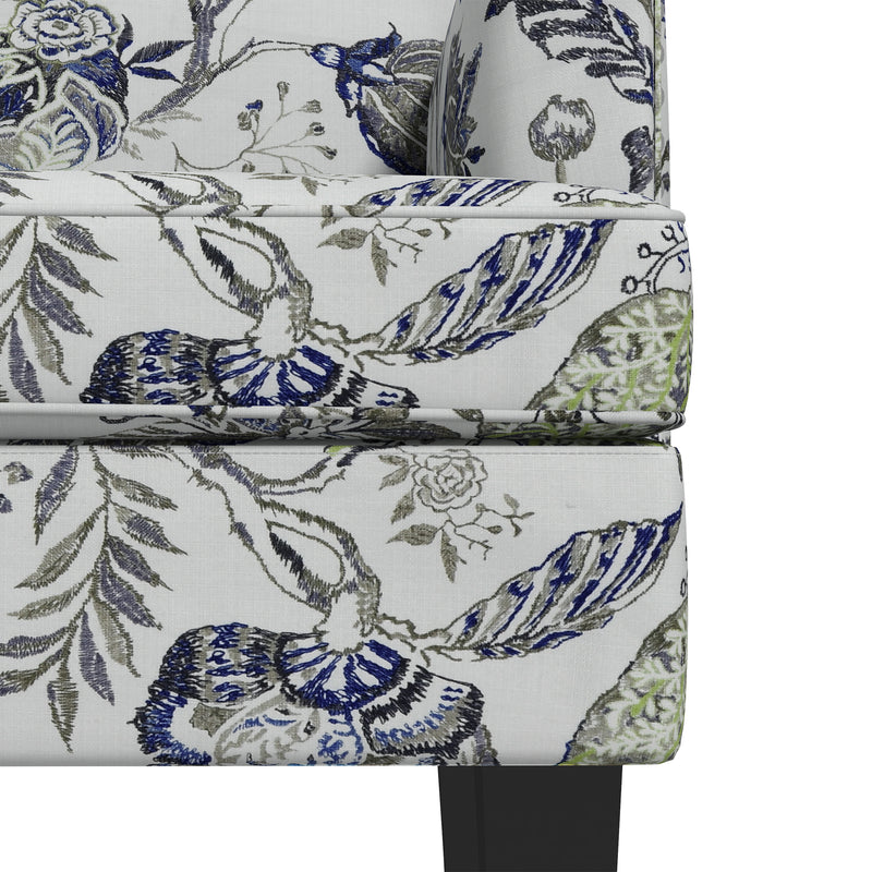 Poltroncina Retrò 71x74x82,5 cm in Tessuto con Finitura a Borchie e Fantasia a Fiori