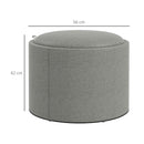 Pouf Contenitore Effetto Lino da 120 kg max 56x56x42 cm con Vassoio a Ribalta in MDF Grigio